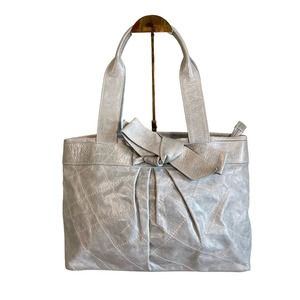 Roberta Gandolfi Women's Gray Genuine Leather Big Ribbon Tote Carryall Handbag